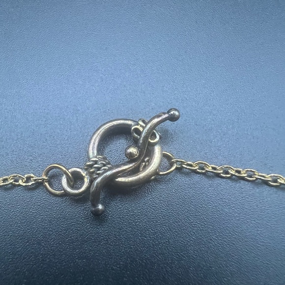 Gold Tone Wrapped Turquoise Pendant on Gold Tone Chain Boho - Picture 3 of 4